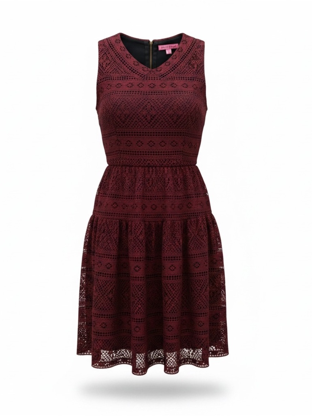 Sleeveless Lace Fit & Flare Dress in Wine